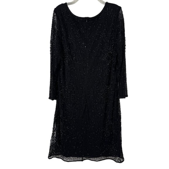Pisarro Nights V Neck Cocktail Dress Beaded Mesh Sz 6 READ Formal 3/4 Sleeve - Picture 7 of 14